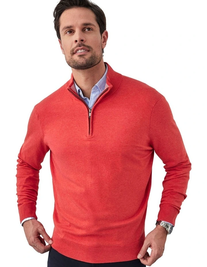 High Flex Half Zip Knitwear in Red image 3