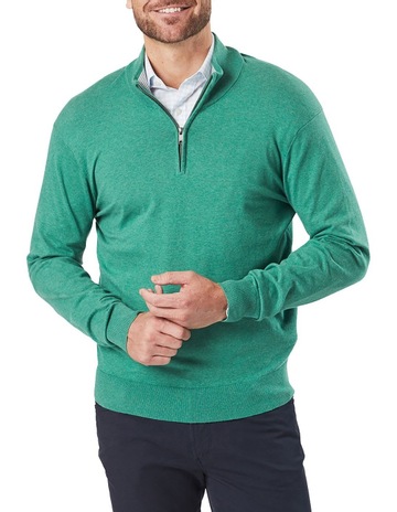 Gazman High Flex Half Zip Knit Green | MYER