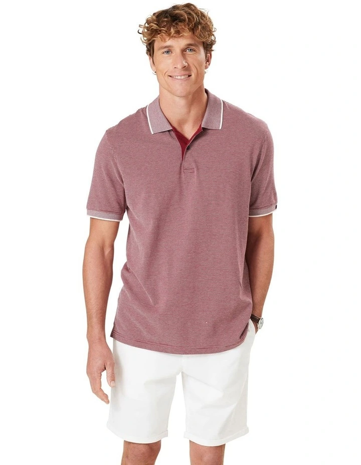 Smart Jacquard Polo Shirt in Burgundy image 1