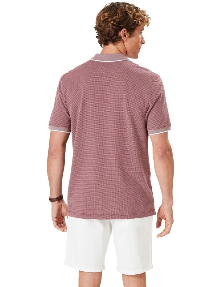 Smart Jacquard Polo Shirt in Burgundy image 2