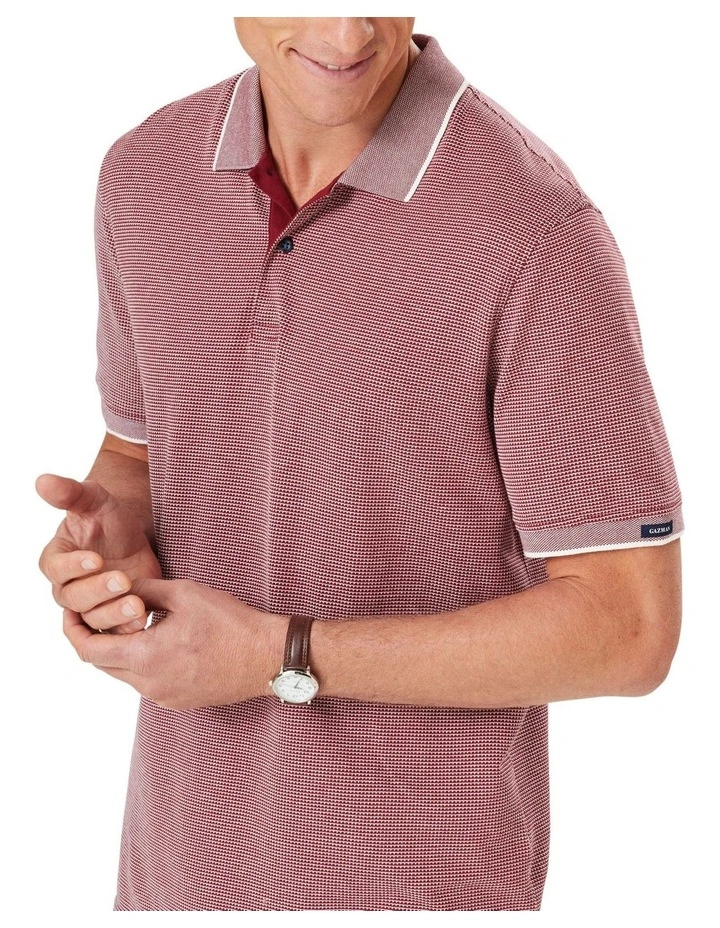 Smart Jacquard Polo Shirt in Burgundy image 3
