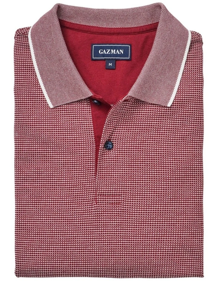 Smart Jacquard Polo Shirt in Burgundy image 4