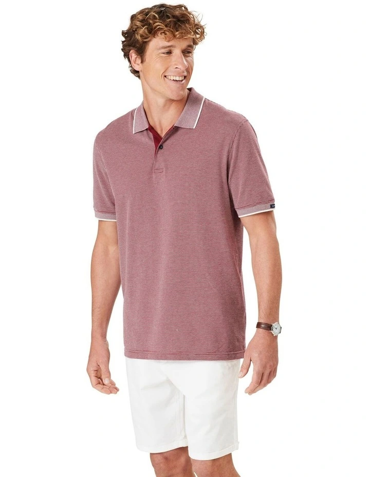Smart Jacquard Polo Shirt in Burgundy image 5