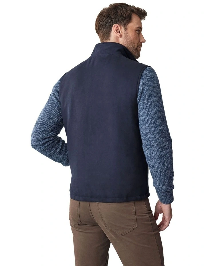 Cremorne Mock Suede Vest in Navy image 2