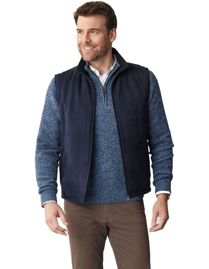 Cremorne Mock Suede Vest in Navy image 3
