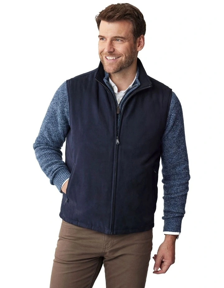 Cremorne Mock Suede Vest in Navy image 5