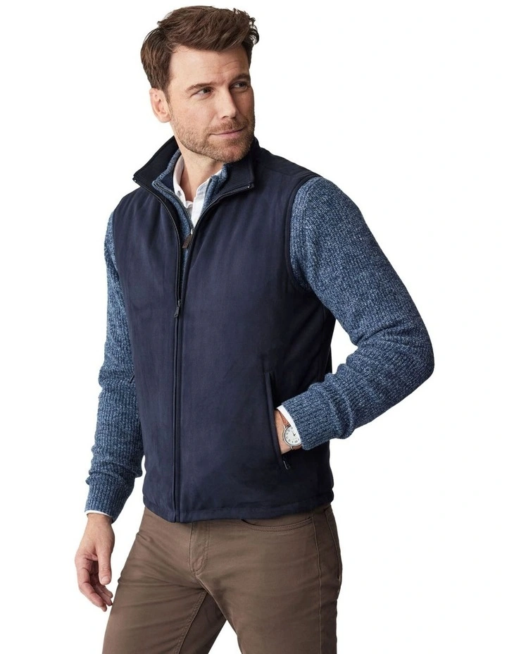 Cremorne Mock Suede Vest in Navy image 6
