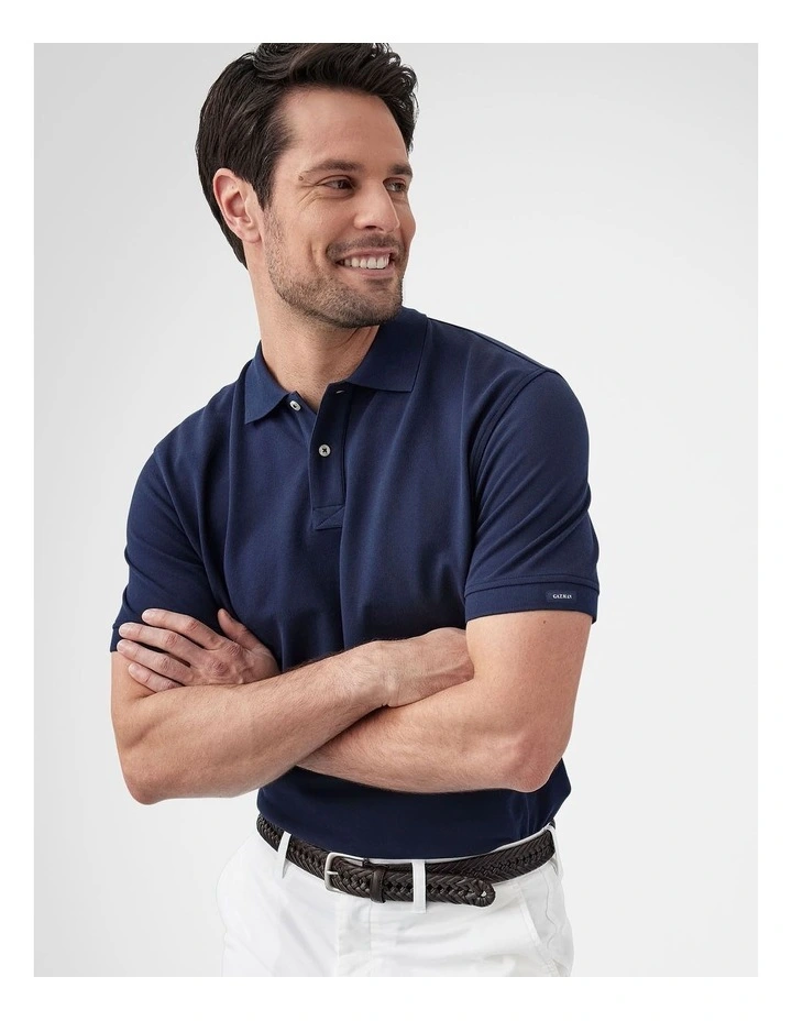 Classic Pique Polo T-shirt in Dark Navy image 3