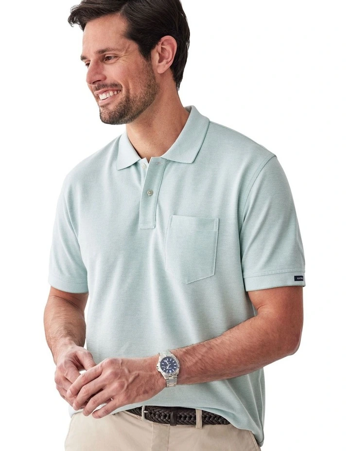 Oxford Pocket Polo Shirt in Sage image 3