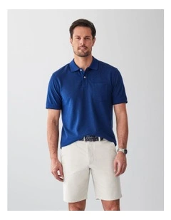 Oxford Pocket Polo Shirt in Deep Blue