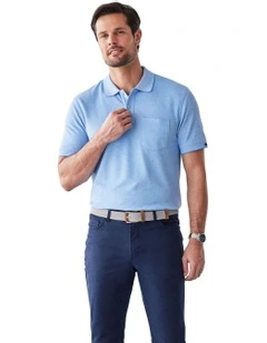 Oxford Pocket Polo Shirt in Deep Blue