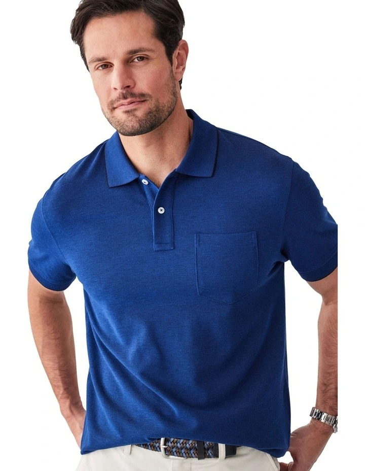 Oxford Pocket Polo Shirt in Deep Blue image 3