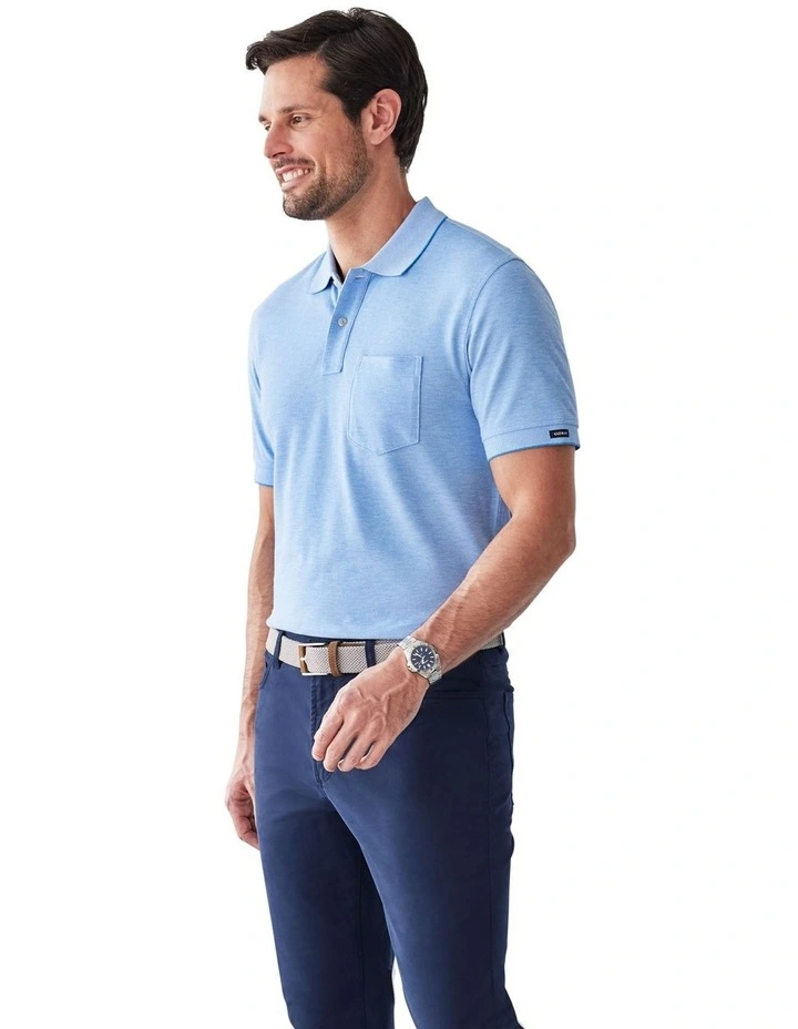 Oxford Pocket Polo Shirt in Deep Blue image 4