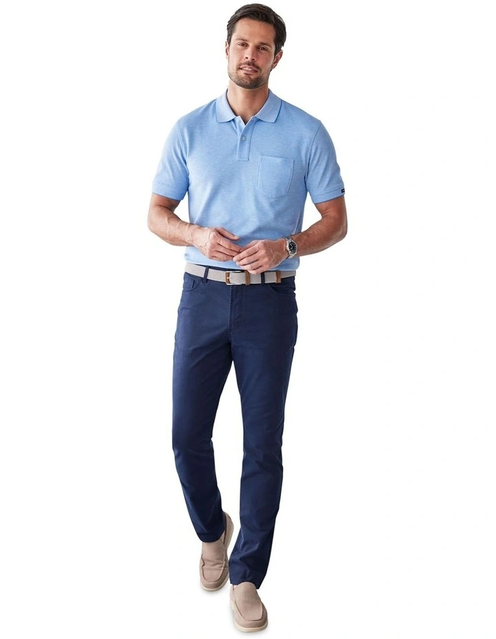 Oxford Pocket Polo Shirt in Deep Blue image 5