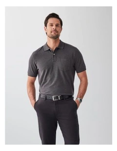 Oxford Pocket Polo Shirt in Charcoal
