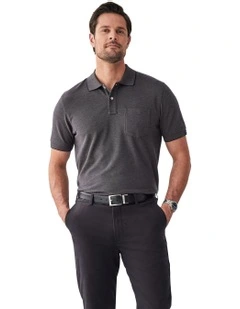 Oxford Pocket Polo Shirt in Charcoal