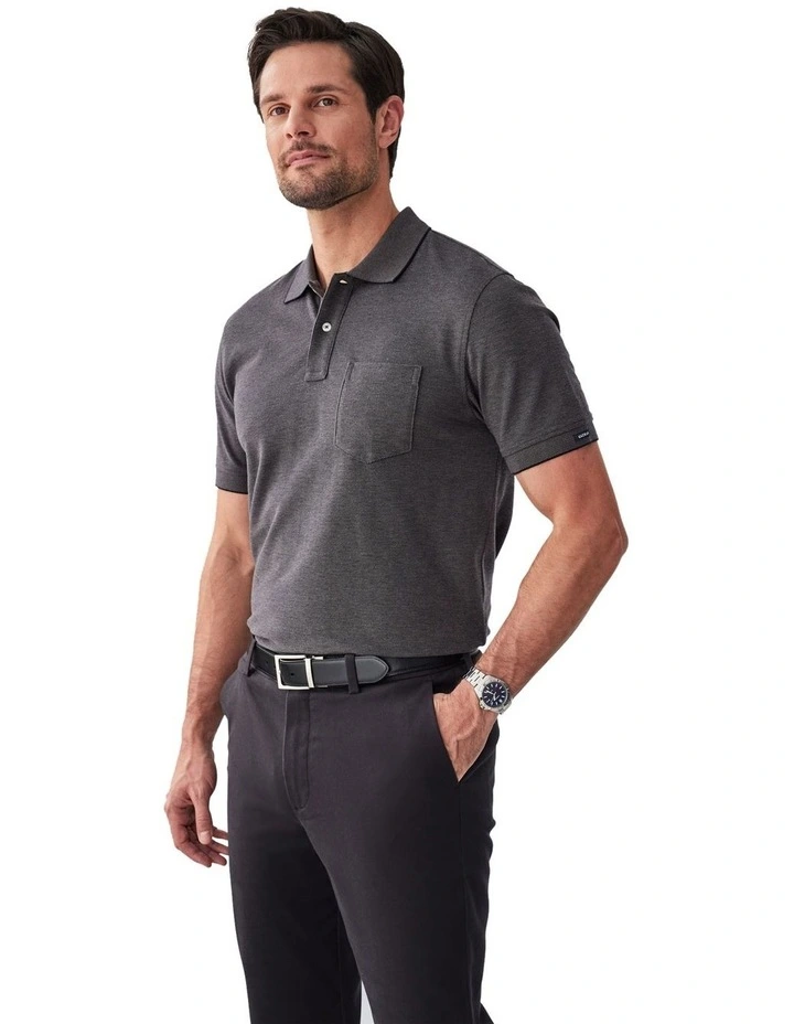Oxford Pocket Polo Shirt in Charcoal image 4