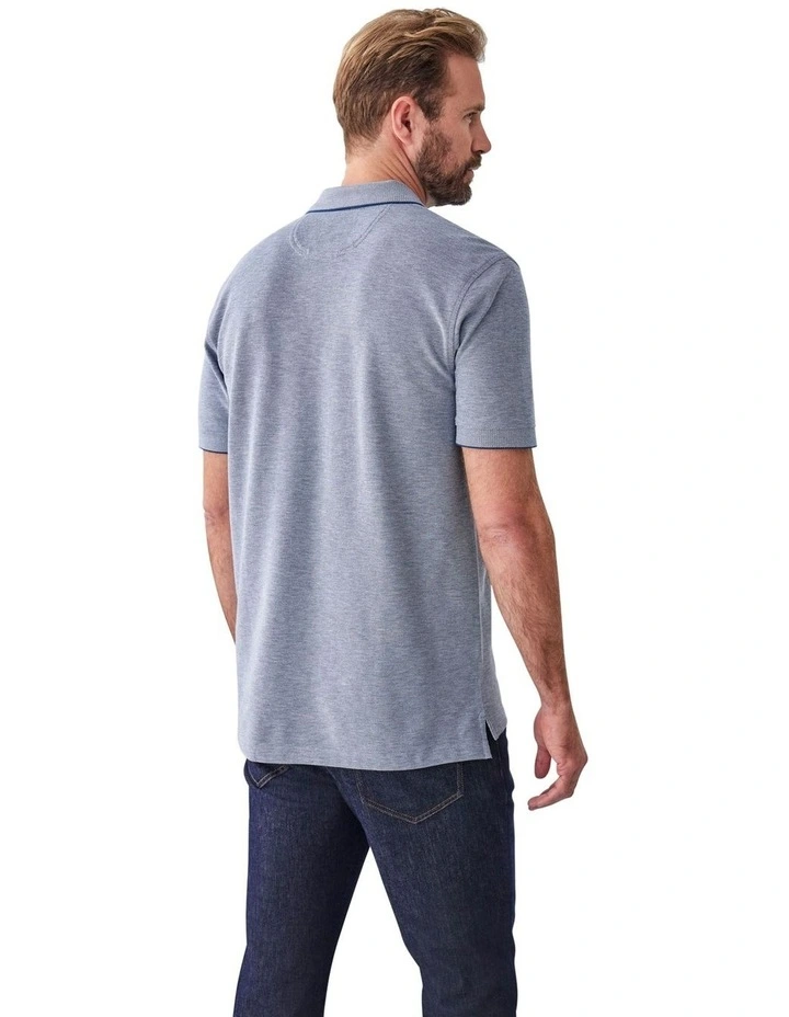Oxford Pocket Polo Shirt in Navy image 2