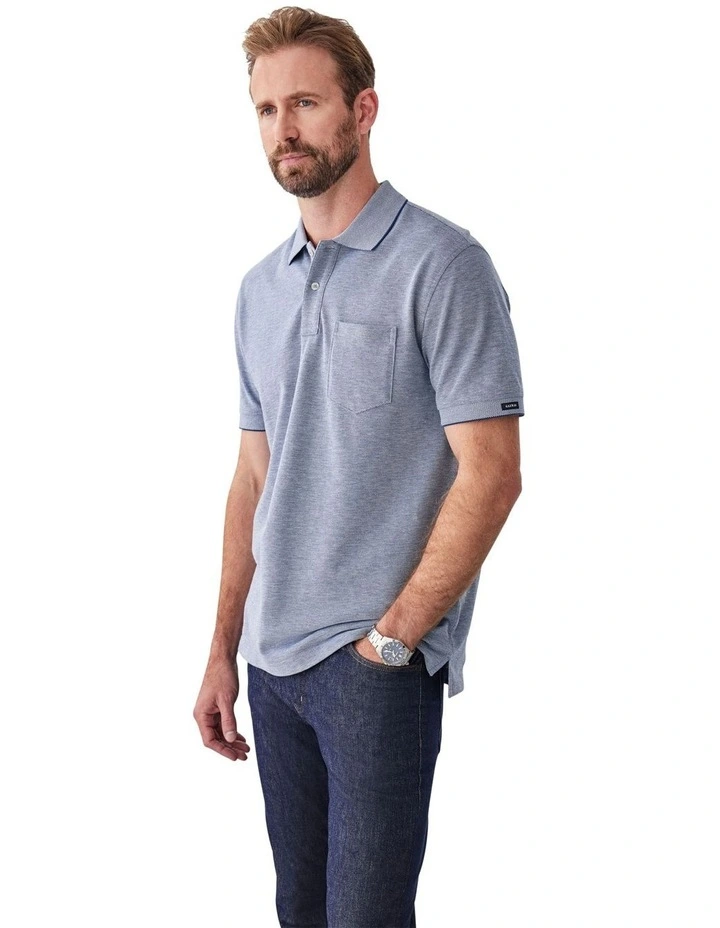 Oxford Pocket Polo Shirt in Navy image 4