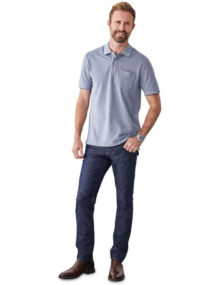 Oxford Pocket Polo Shirt in Navy image 5