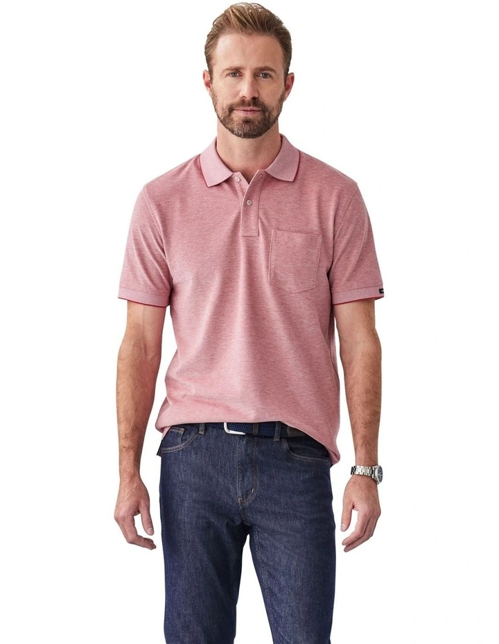 Oxford Pocket Polo Shirt in Red image 1