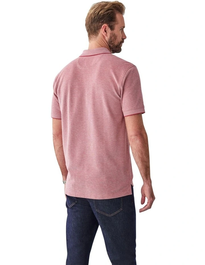 Oxford Pocket Polo Shirt in Red image 2
