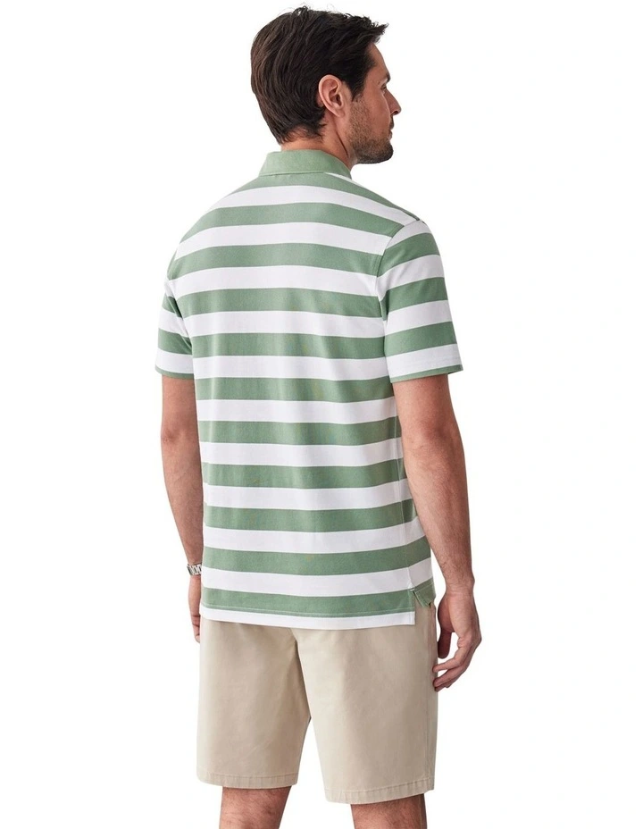 Block Stripe Pique Polo in Sage image 2