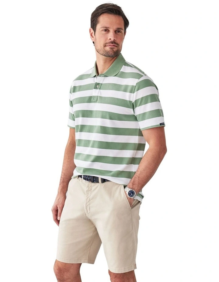 Block Stripe Pique Polo in Sage image 4