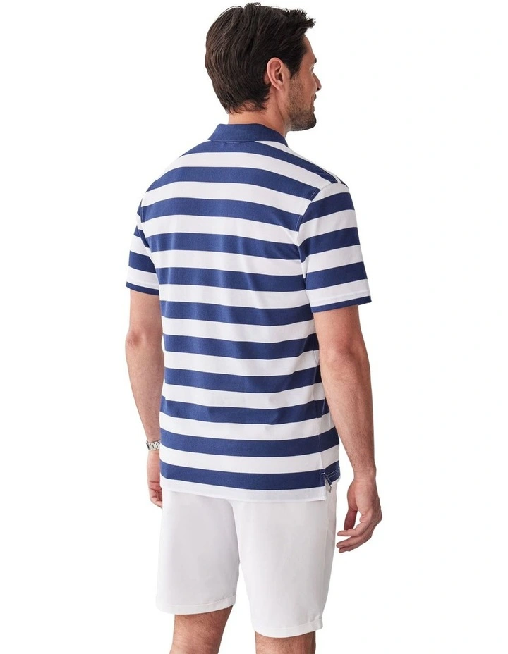 Block Stripe Pique Polo in Navy image 2
