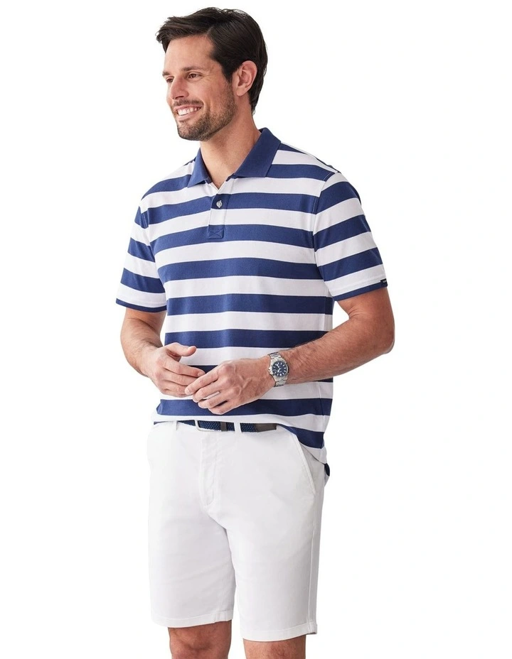 Block Stripe Pique Polo in Navy image 4