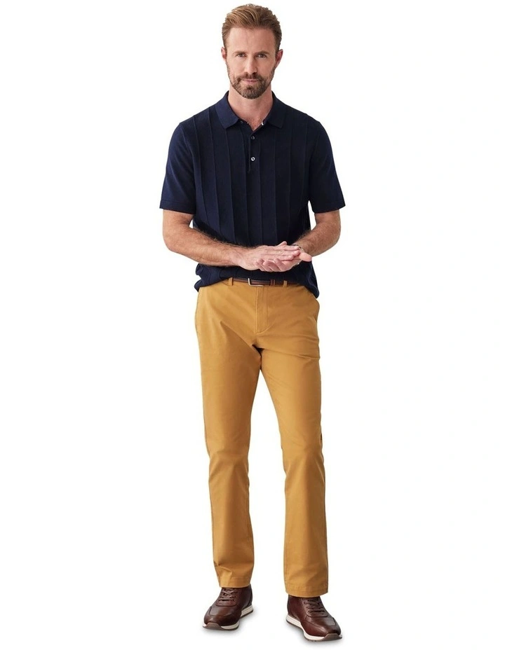 Textured Knit Polo Shirt in Navy image 5