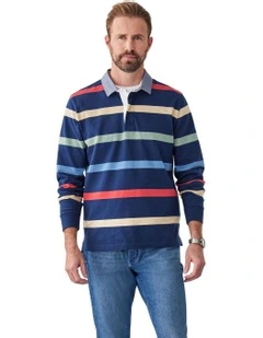 Breton Stripe Rugby Jumper in Multi Stripe