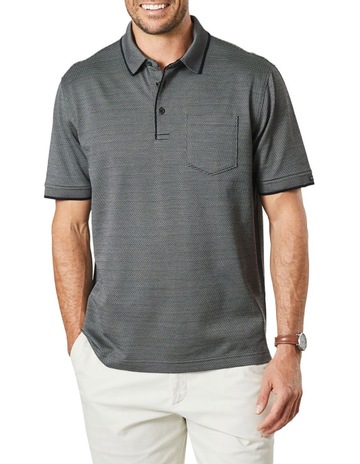Gazman Jacquard Mercerised Polo Khaki 