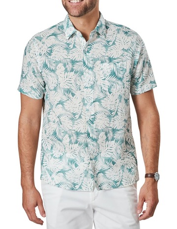 Gazman Linen Blend Fern Print Short 