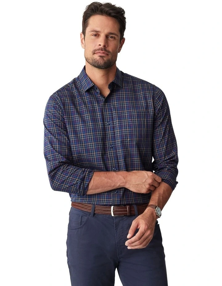 Easy Care Twill Check Long Sleeve Shirt in Multi image 5