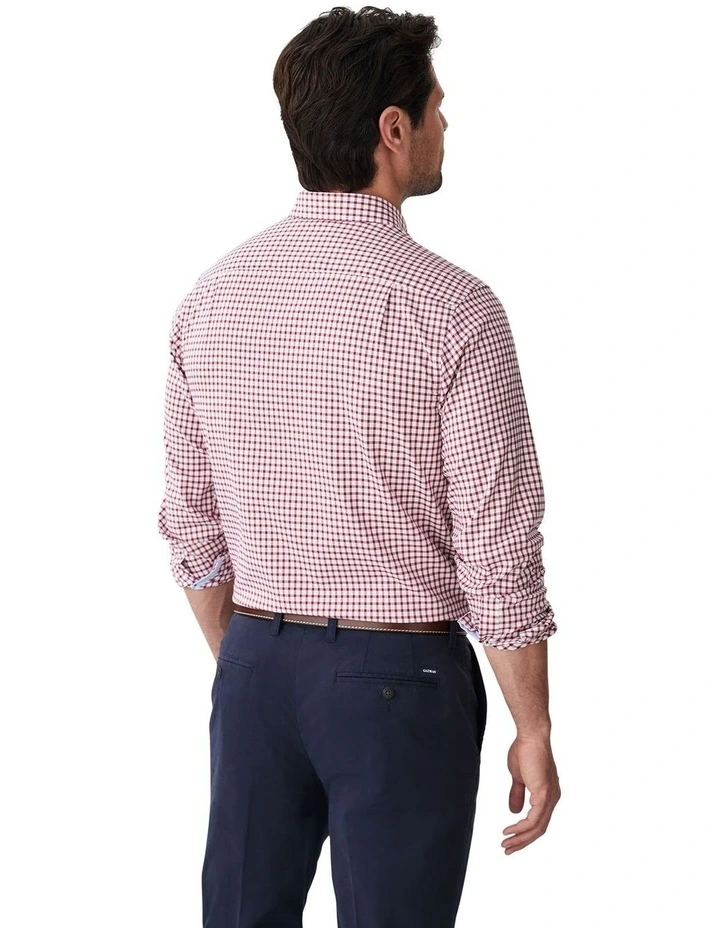 Easy Care Check Long Sleeve Shirt in Red image 2