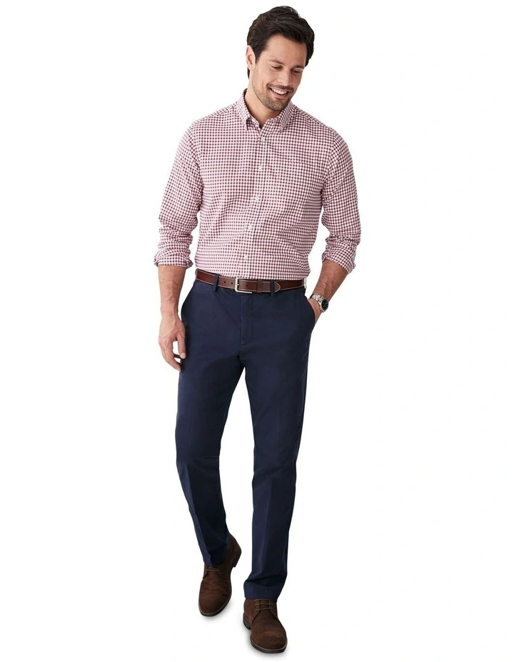 Easy Care Check Long Sleeve Shirt in Red image 5