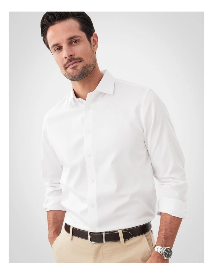 Non Iron Long Sleeve Shirt in White image 3