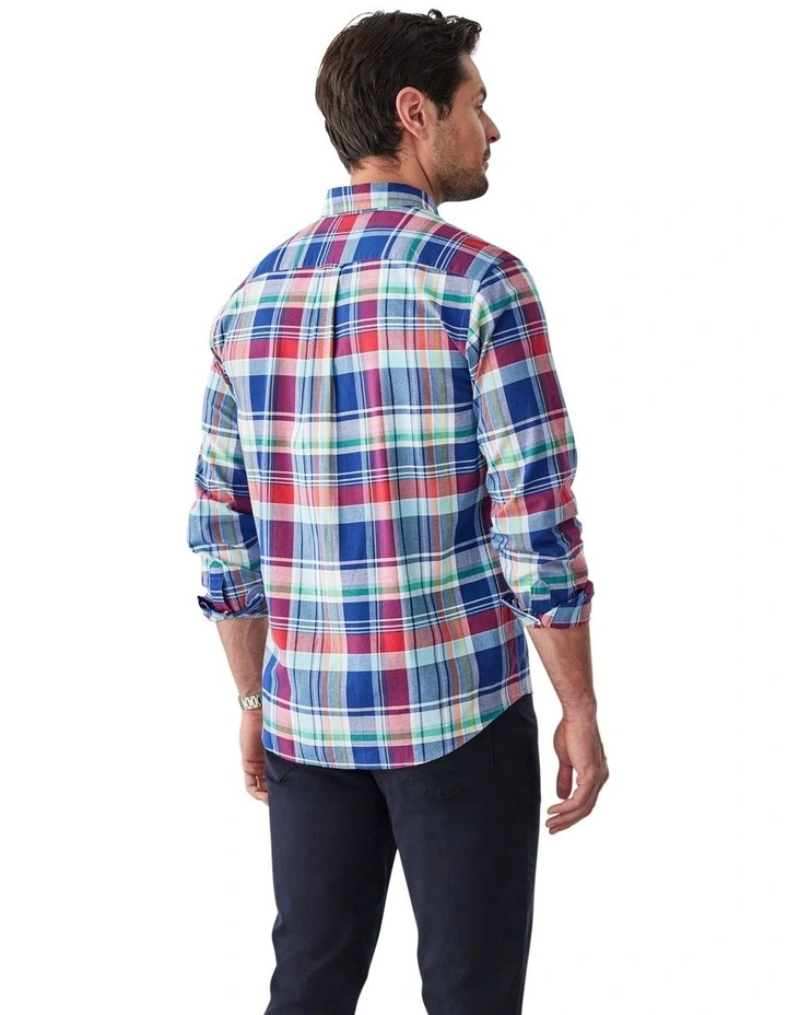 Casual Slub Check Shirt in Multi image 2