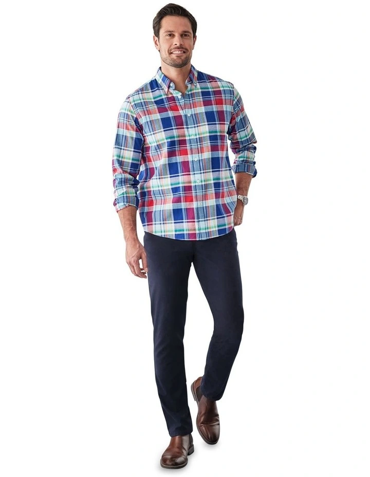 Casual Slub Check Shirt in Multi image 5