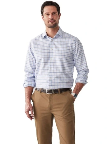 Non Iron Dobby Check Shoes in Sky Blue