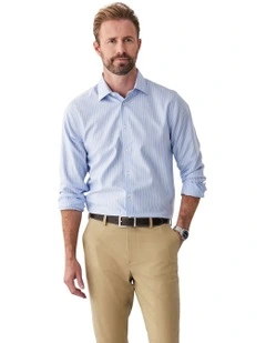 Non-Iron Dobby Stripe Shirt in Blue