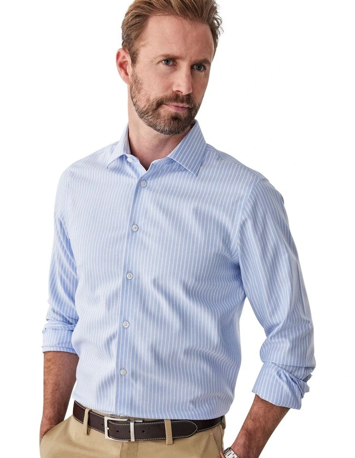 Non-Iron Dobby Stripe Shirt in Blue image 3