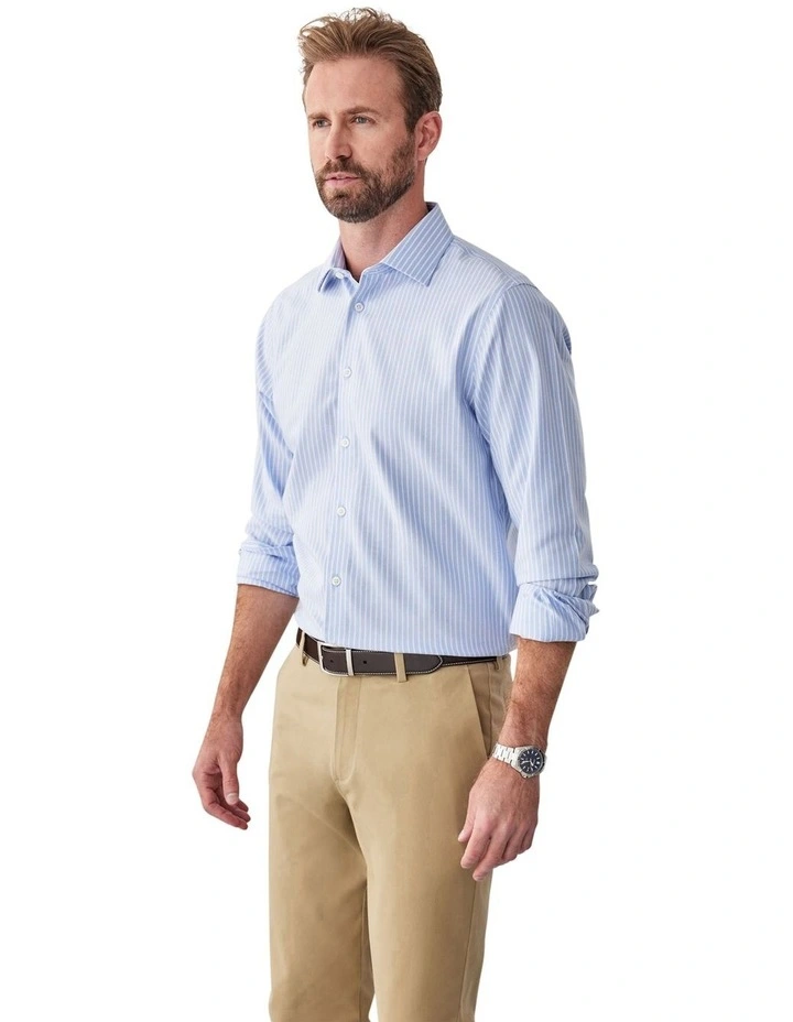 Non-Iron Dobby Stripe Shirt in Blue image 4