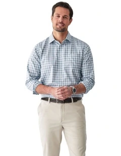 Non-Iron Twill Check Shirt in Sage