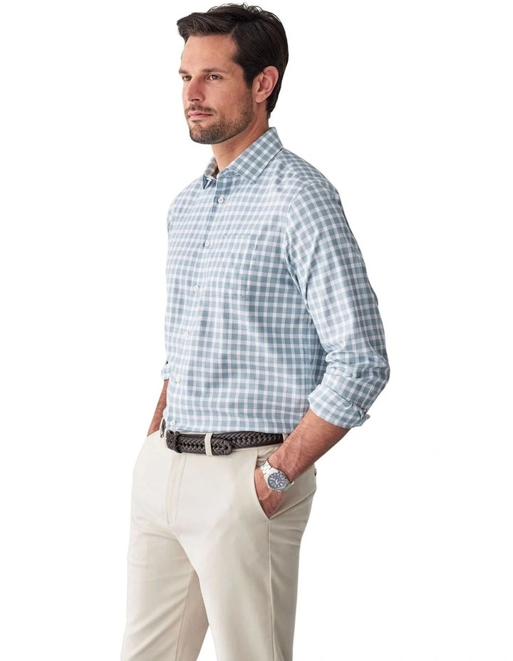 Non-Iron Twill Check Shirt in Sage image 4