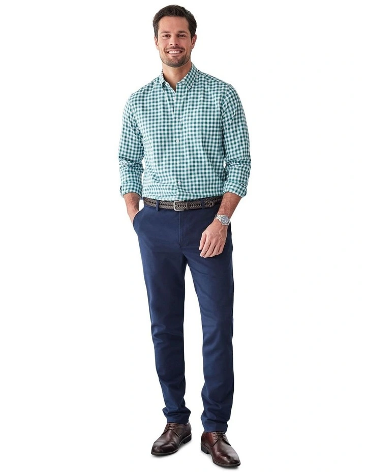 Easy Care Oxford Gingham Long Sleeve Shirt in Green image 5
