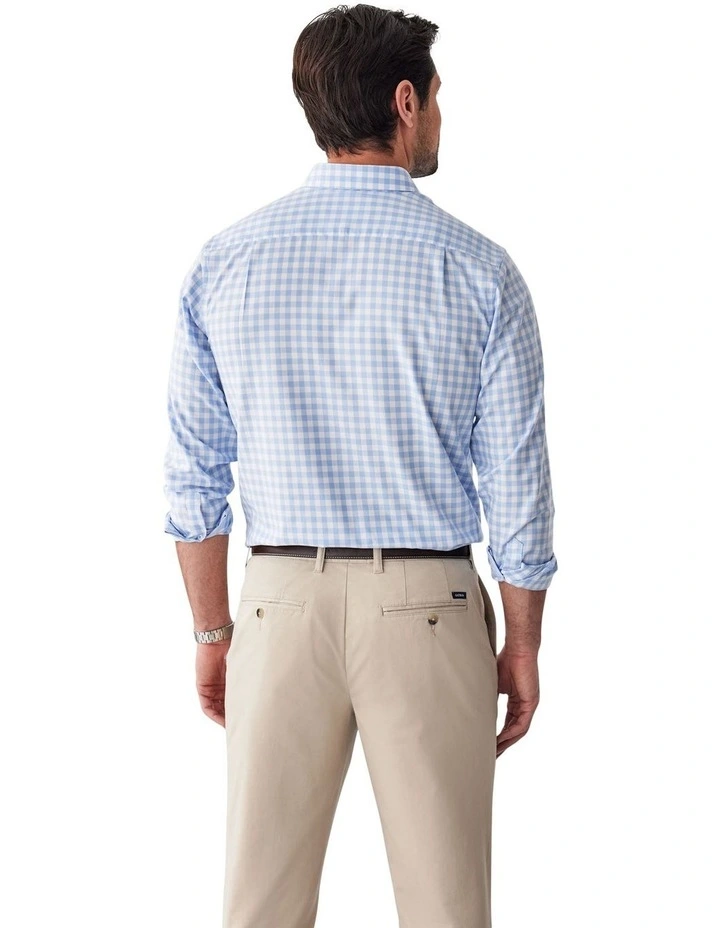 Easy Care Oxford Gingham Long Sleeve Shirt in Sky Blue image 2