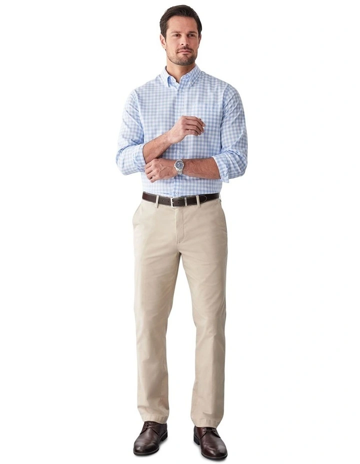 Easy Care Oxford Gingham Long Sleeve Shirt in Sky Blue image 5