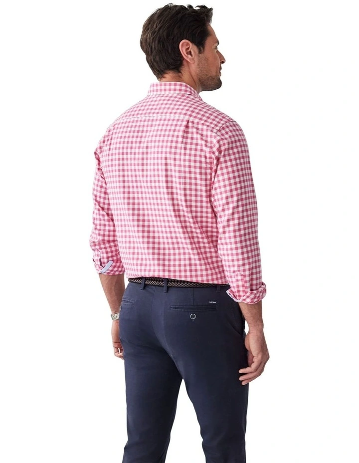 Easy Care Oxford Gingham Long Sleeve Shirt in Fuschia image 2